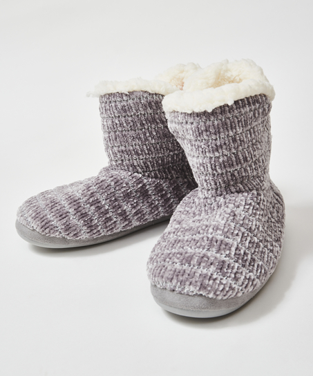 Pantoufles Chenille, Gris