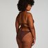 Slip de Bikini Cheeky Tanga Scallop Lurex, marron
