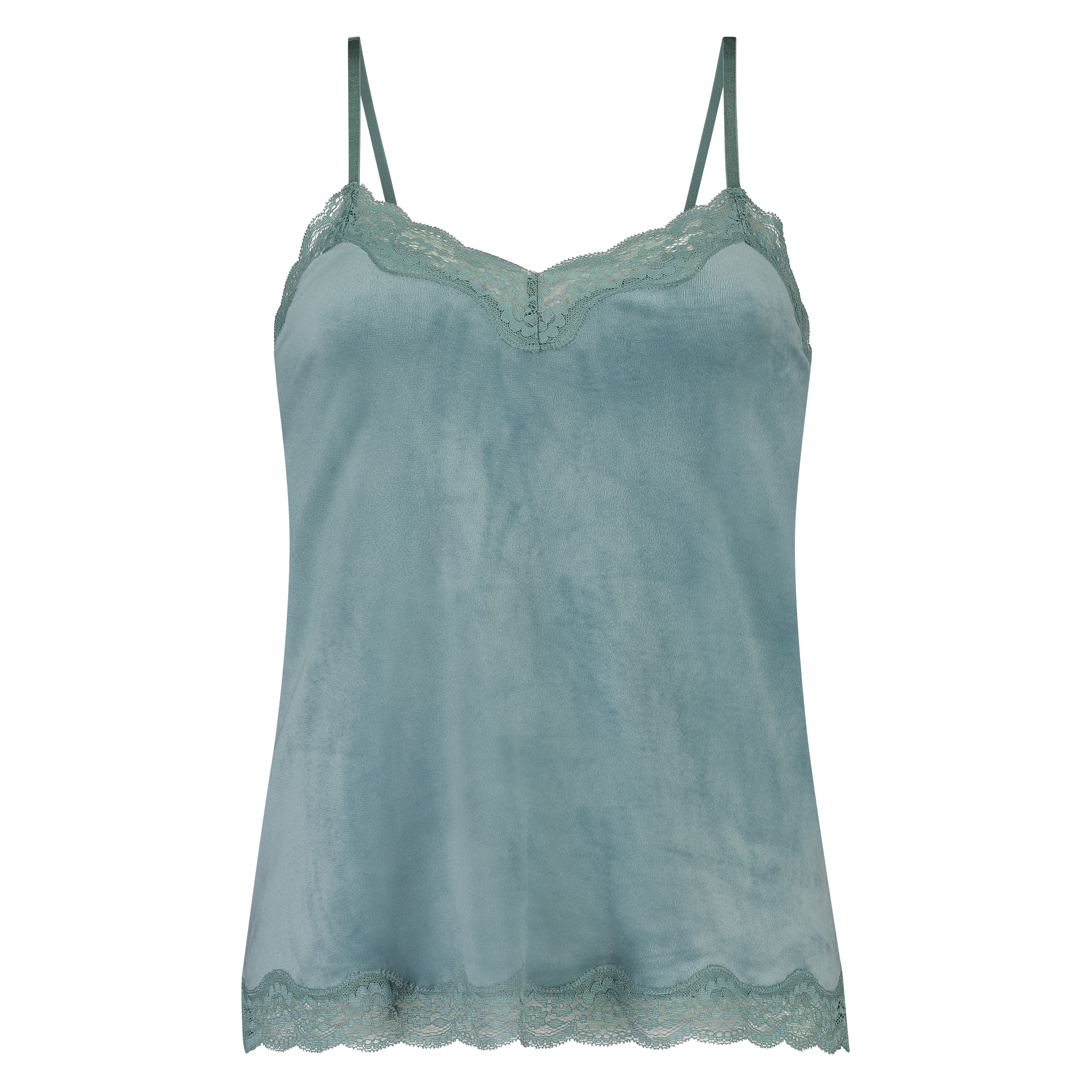 Camisole velours Dentelle, Vert, main