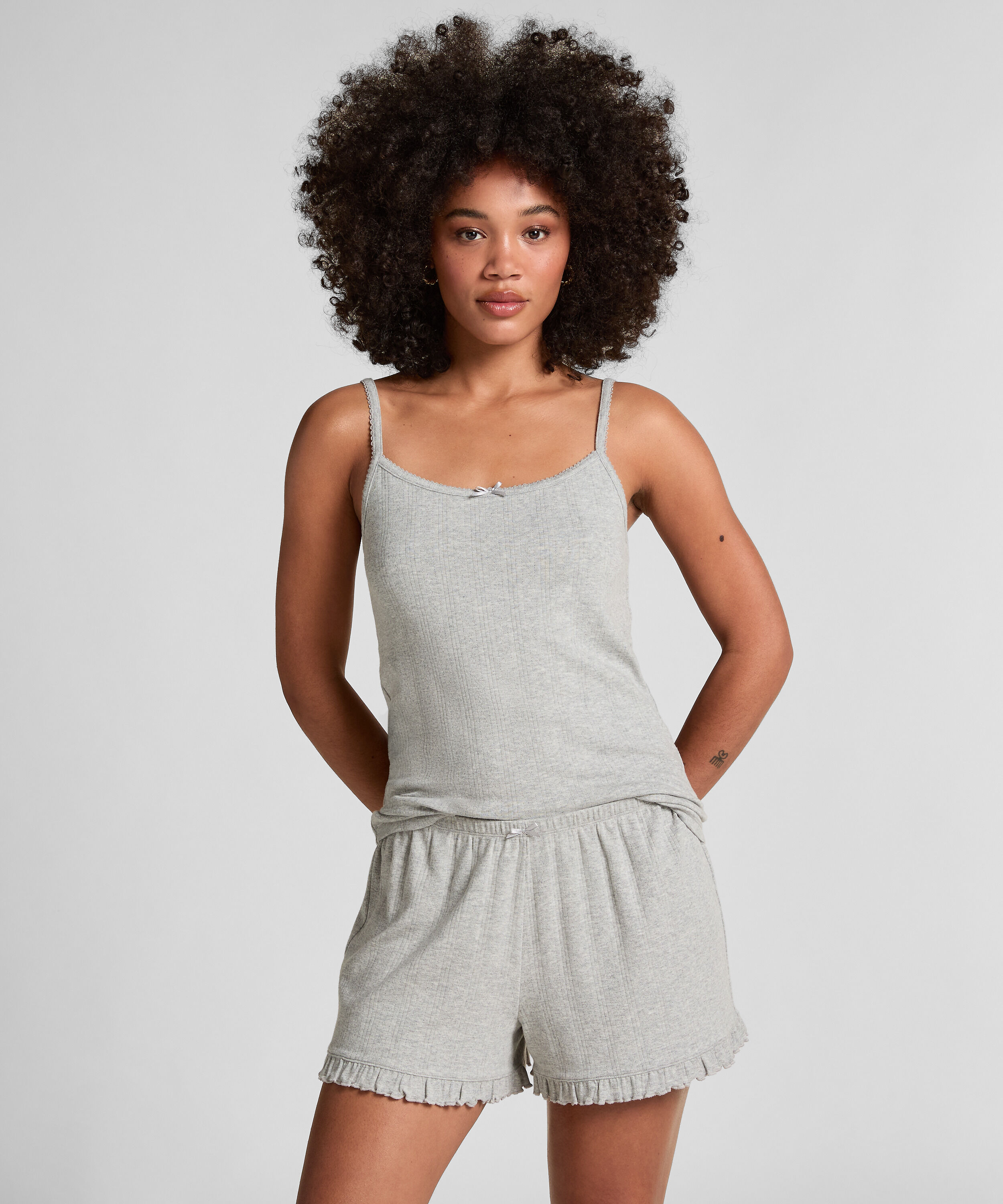Short Pointelle, Gris Short Pointelle, Gris