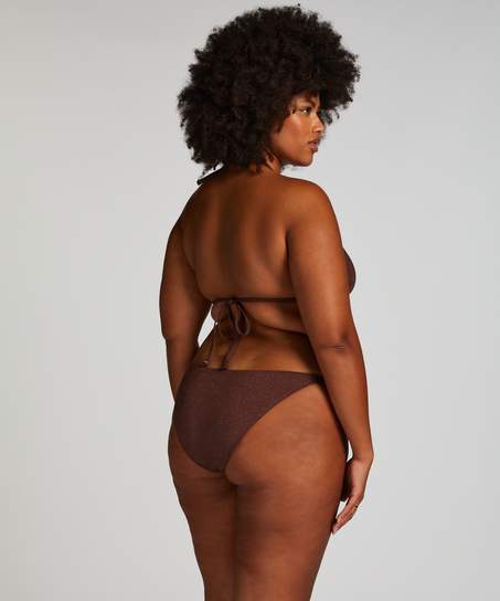 Haut de bikini triangle Scallop Lurex, Marron