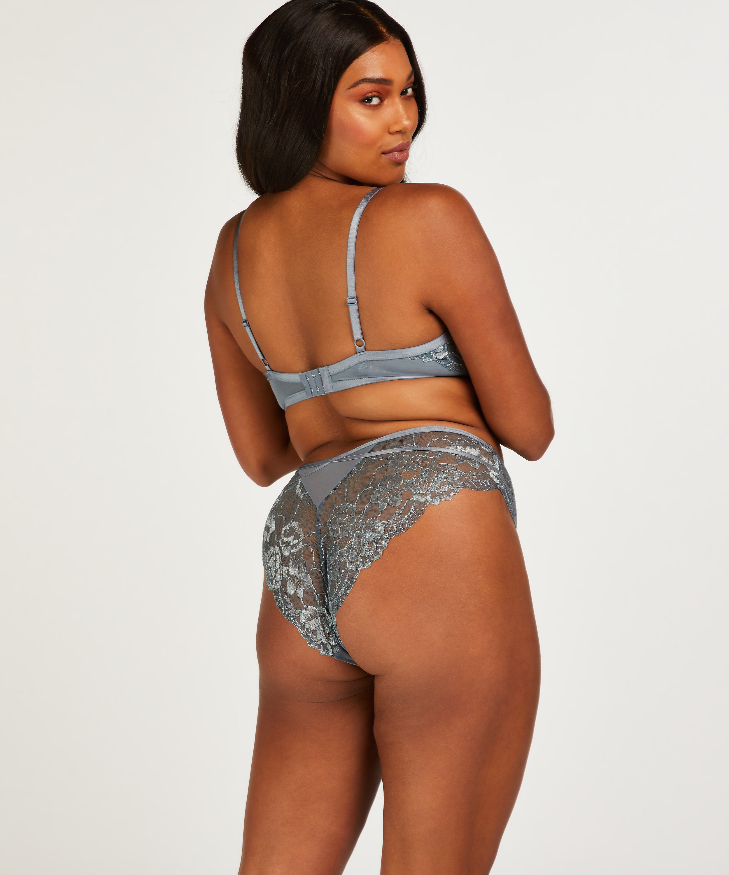 Slip brésilien Meghan, Bleu, main