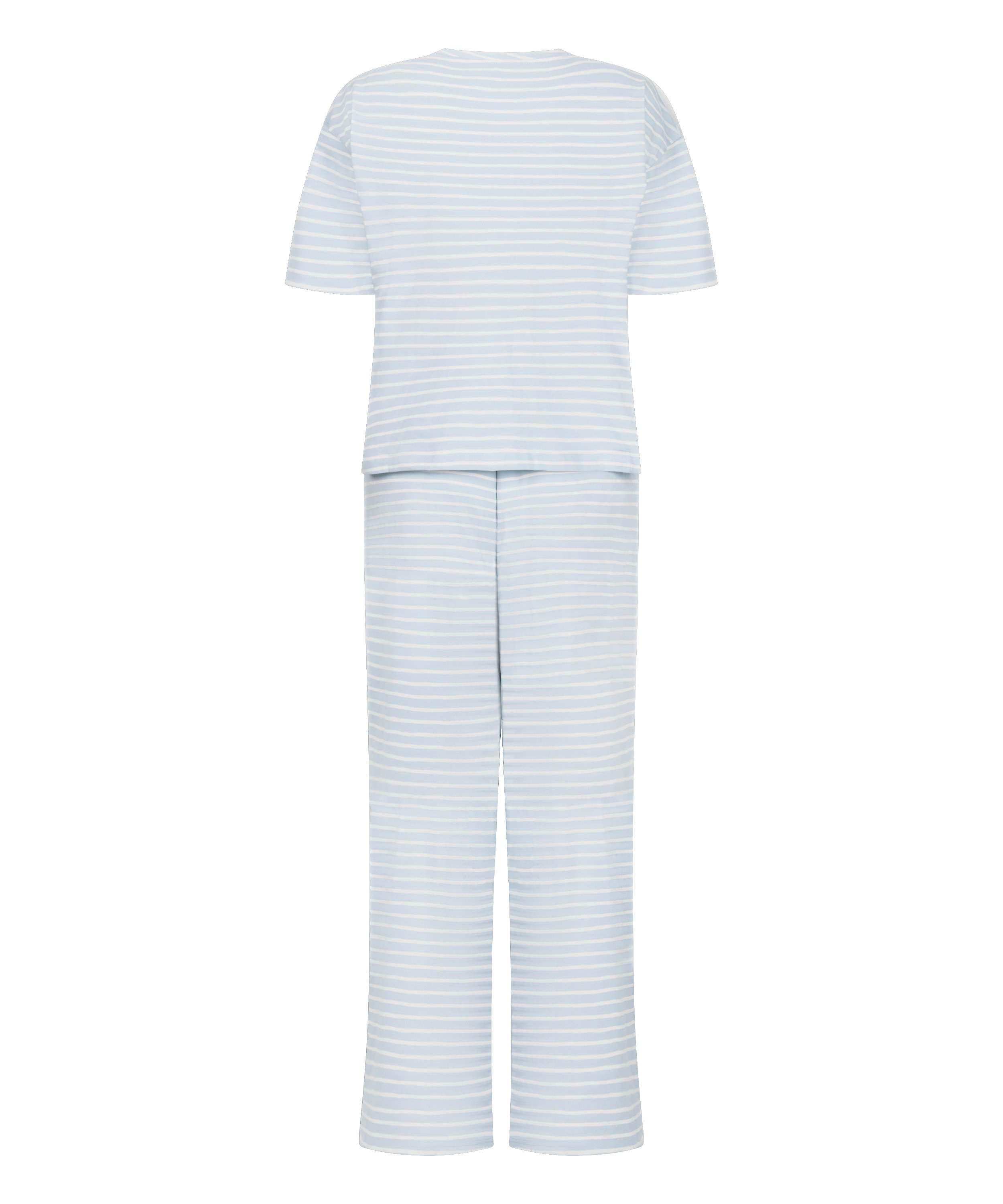 Pyjama Set Cotton Jersey Long, Bleu, main