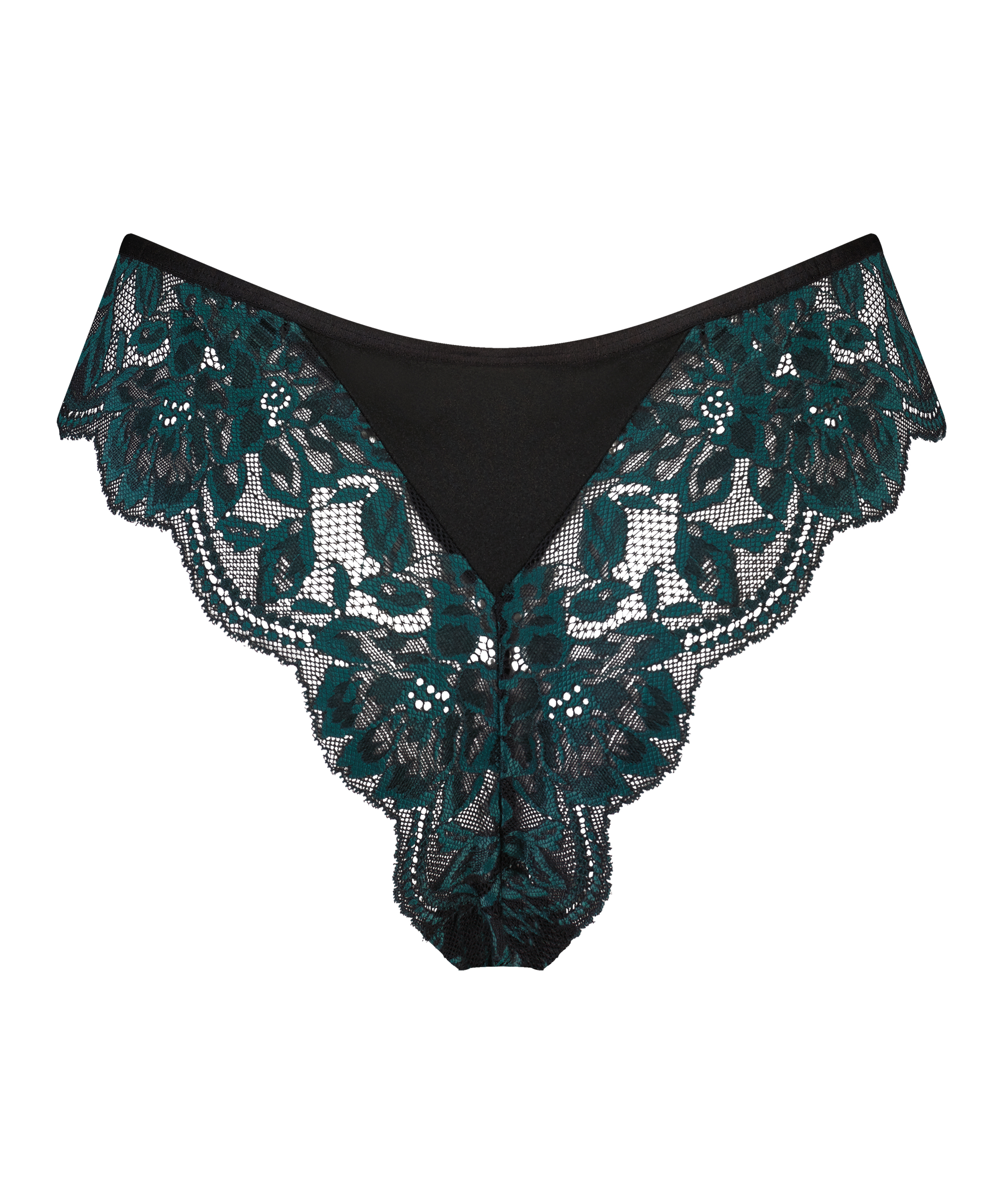 Slip brésilien échancré Leona, Noir, main