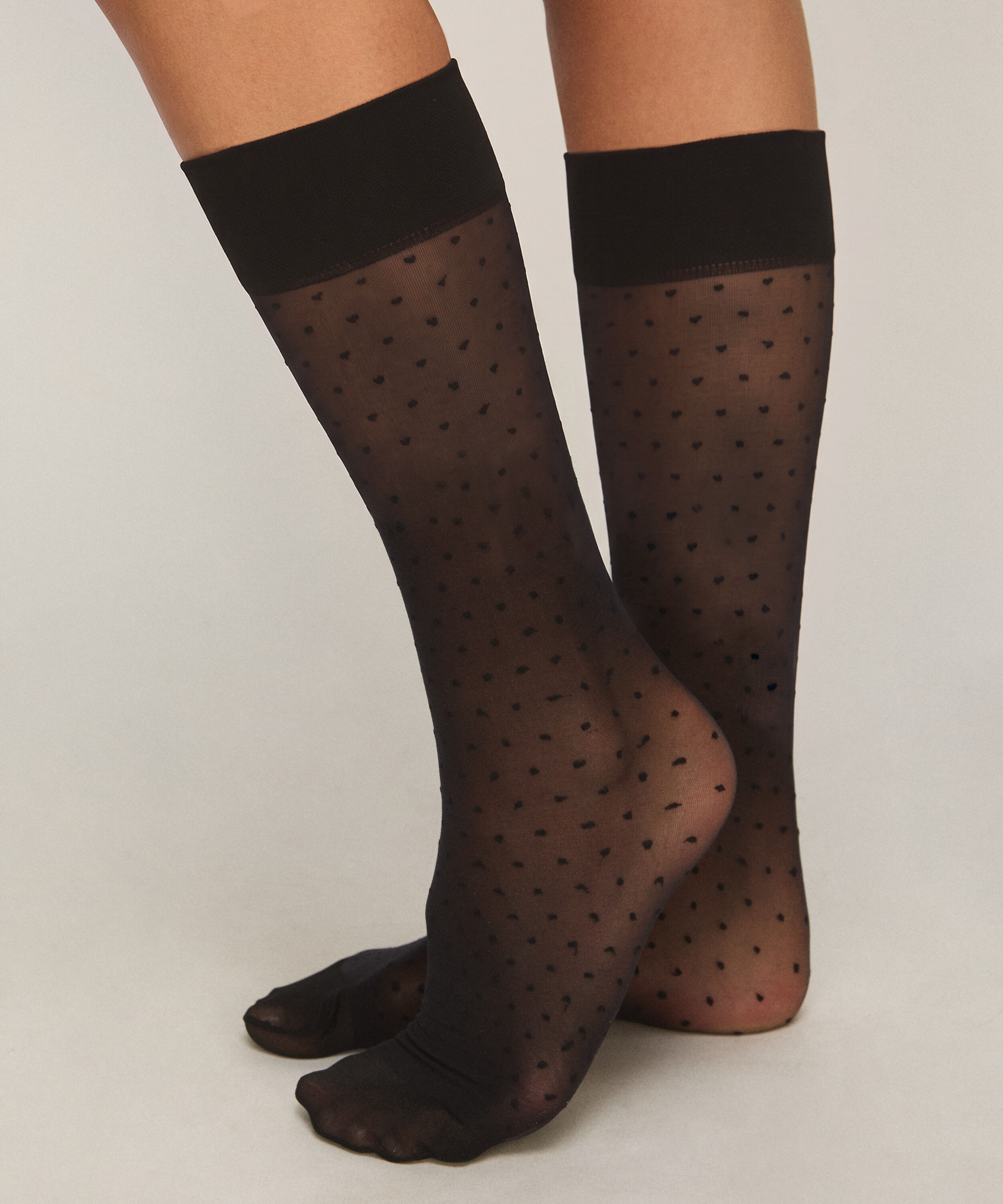 Chaussettes Sheer Dots, Noir