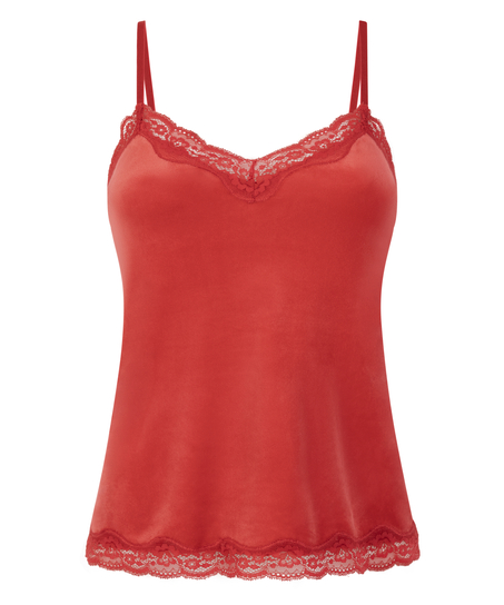 Camisole velours Dentelle, Rouge