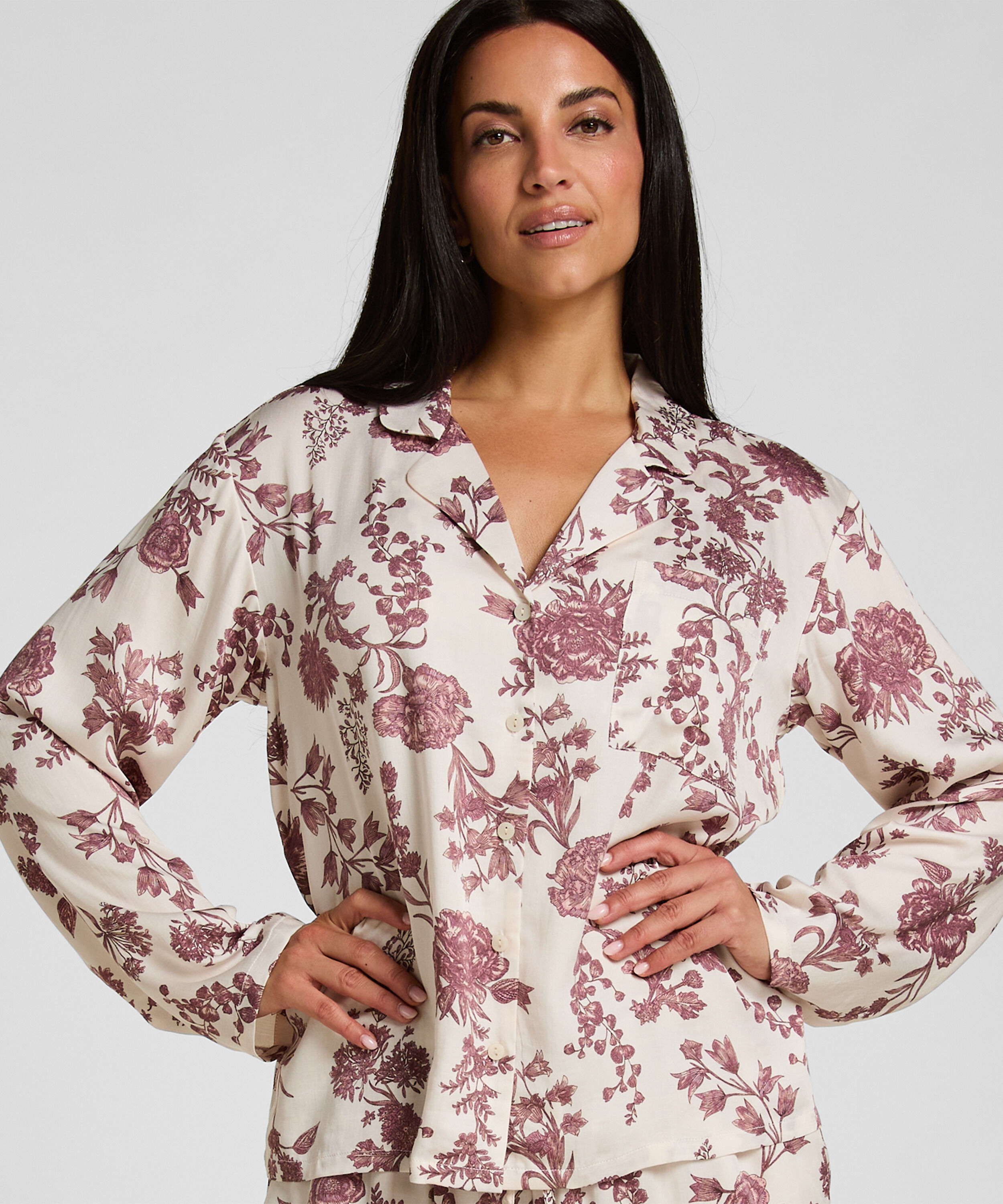Veste de Pyjama Woven Print, Beige Veste de Pyjama Woven Print, Beige