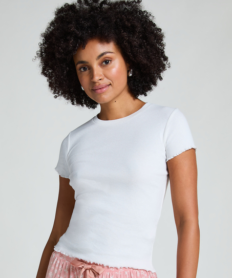 Chemise à manches courtes en coton, Blanc