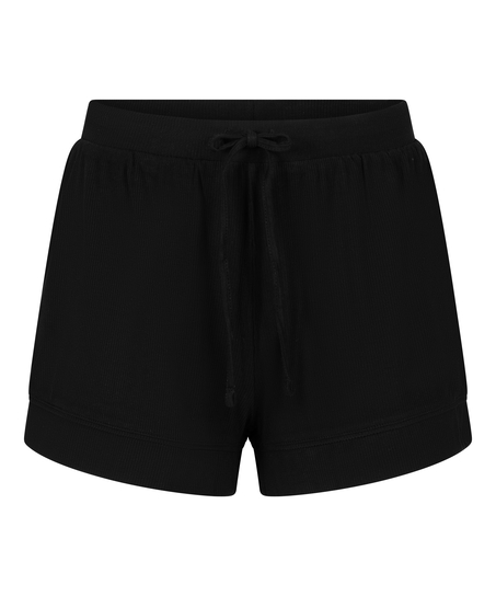 Short en jersey côtelé Essential, Noir
