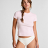 Haut de pyjama manches courtes rib crew neck, Rose