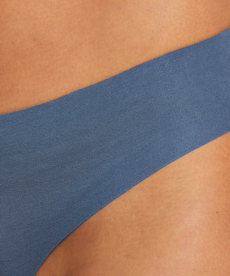 Slip brésilien invisible en coton, Bleu