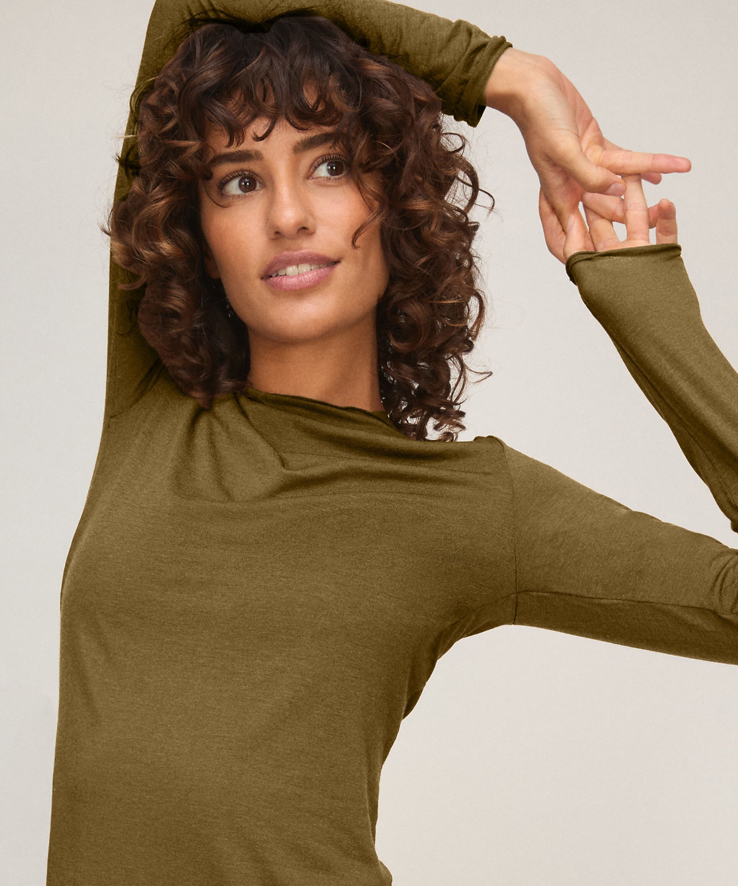 Haut avec cachemire à col bateau super soft, Vert Haut avec cachemire à col bateau super soft, Vert