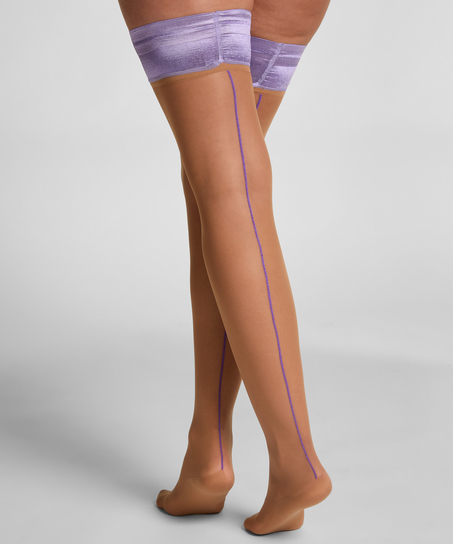 Bas Autofixants 15 Deniers Backseam, Violet