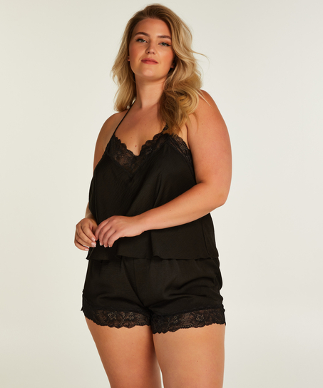 Cami top Satin, Noir