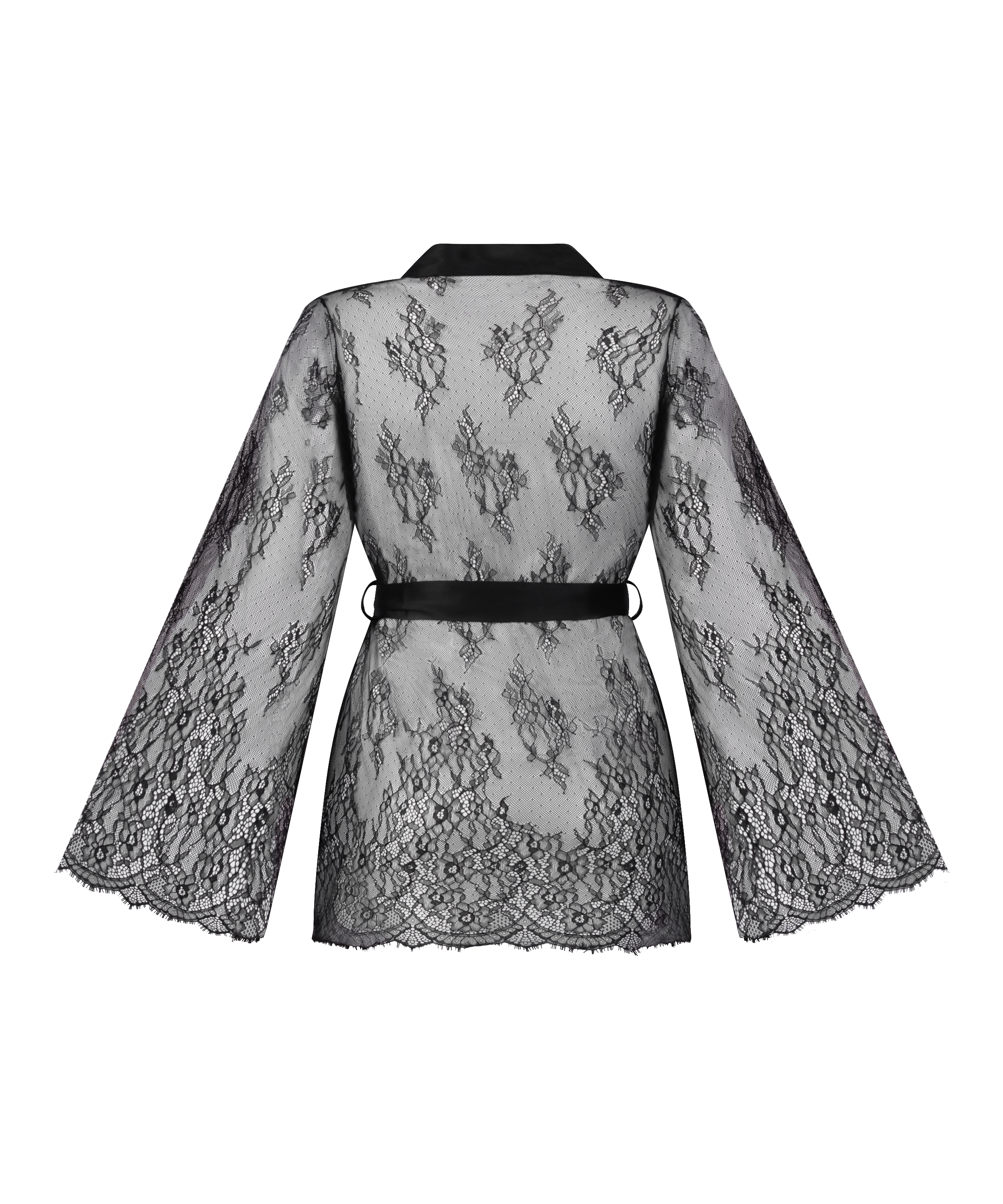 Kimono tout en dentelle, Noir, main