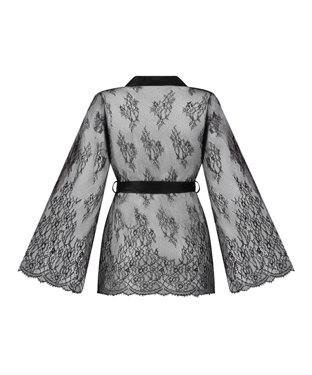Kimono tout en dentelle, Noir