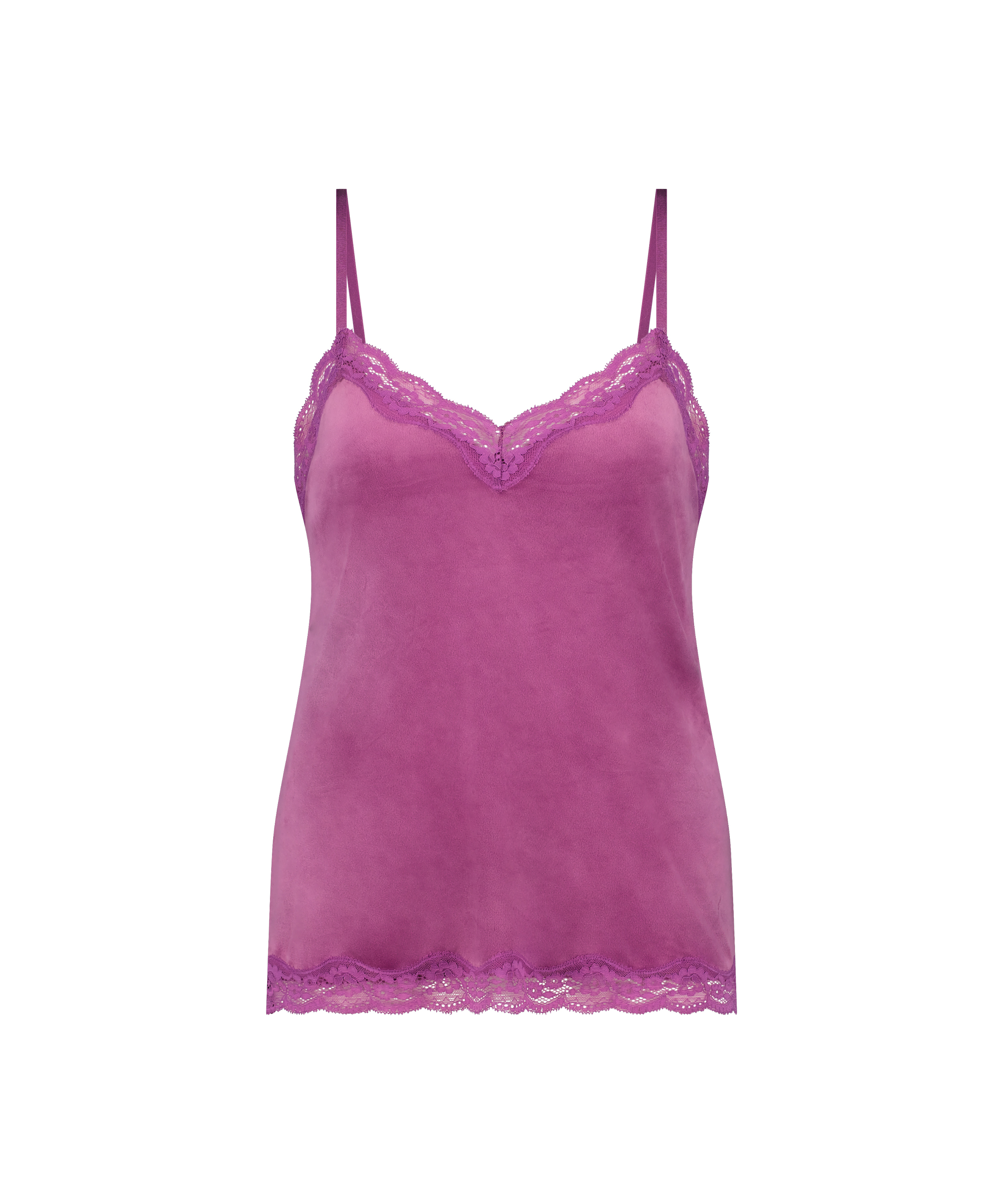 Camisole velours Dentelle, Violet, main