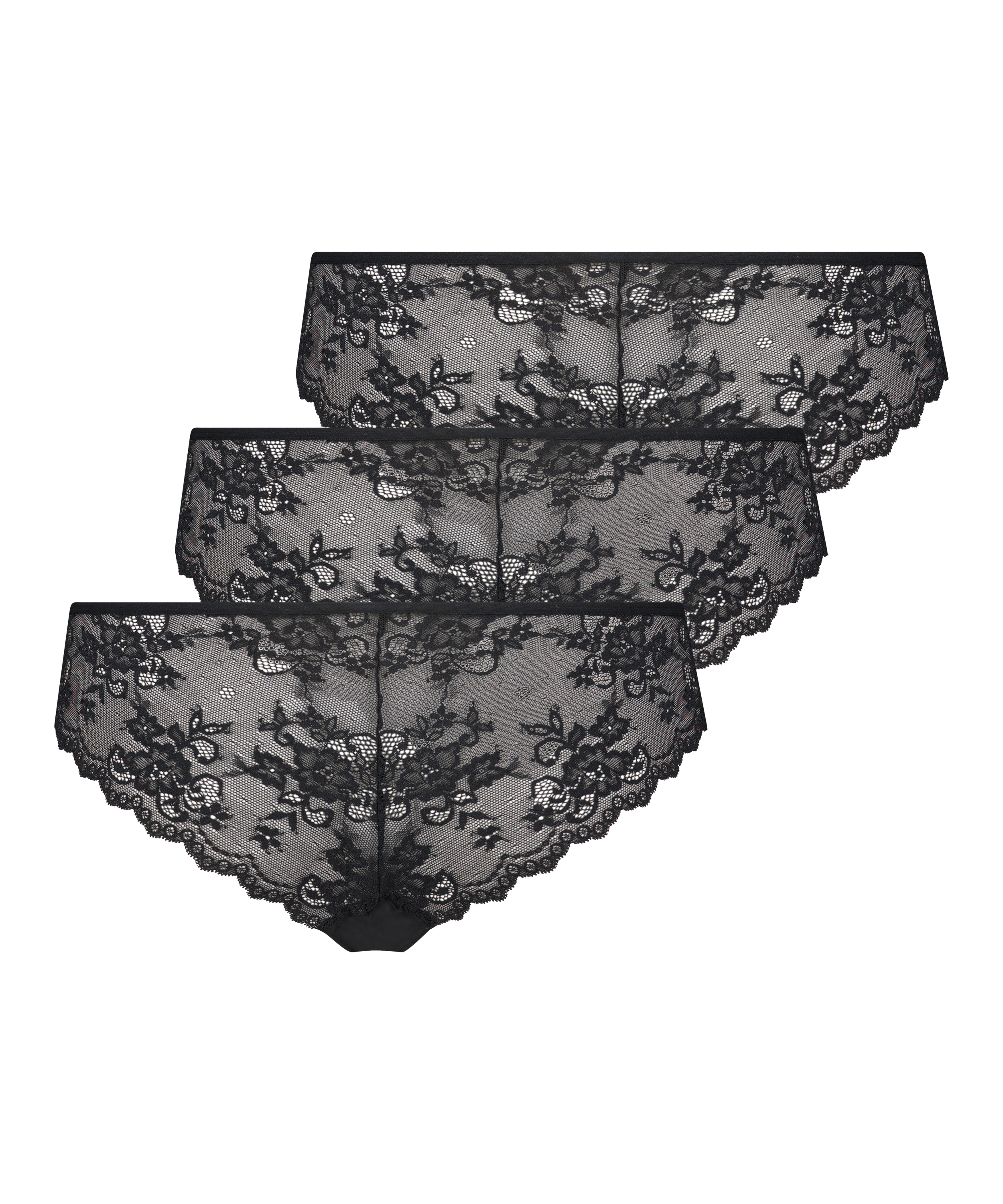 Lot de 3 slips brésiliens invisibles, Noir, main