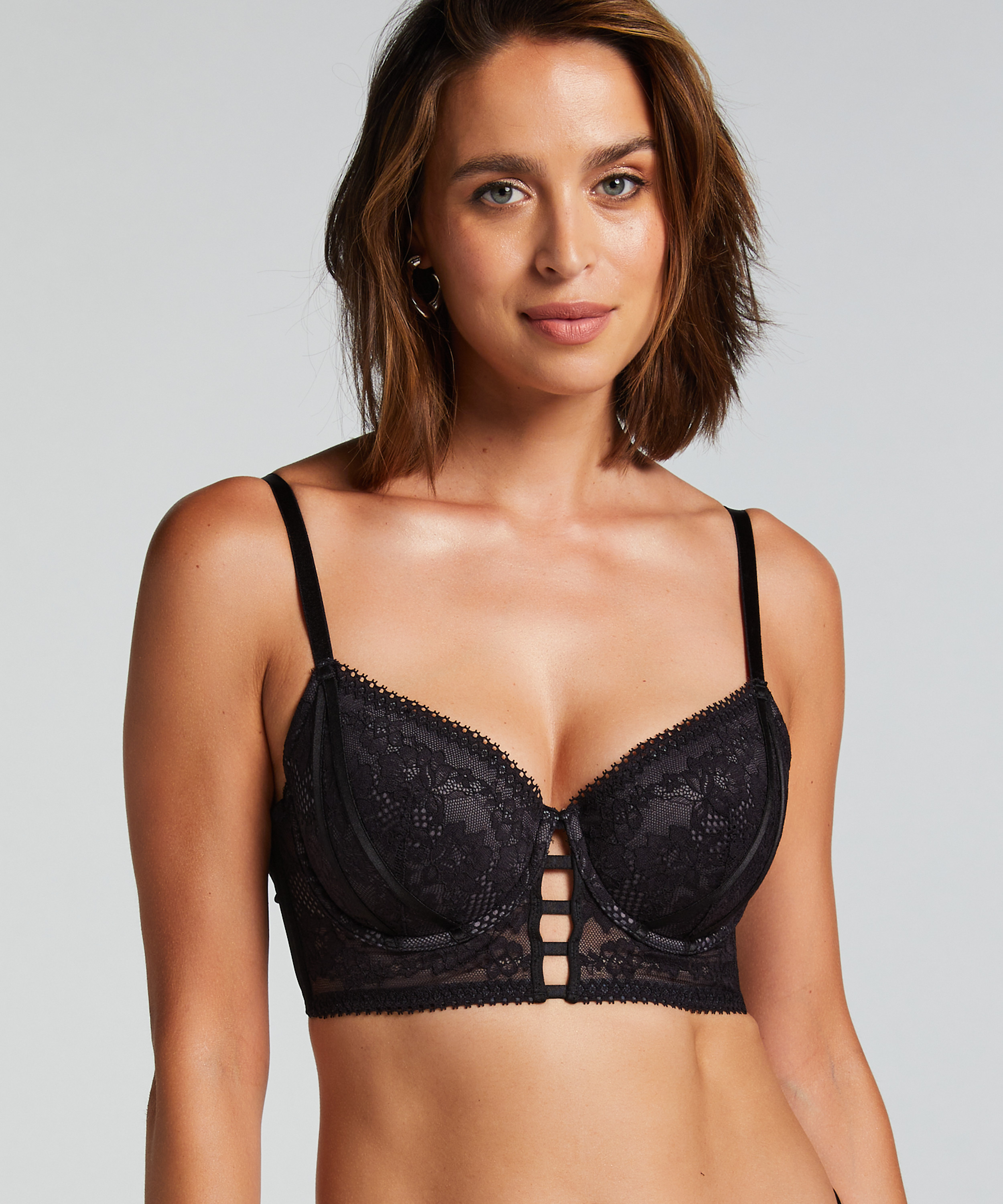Soutien-gorge rembourré à armatures longline Vera, Noir, main
