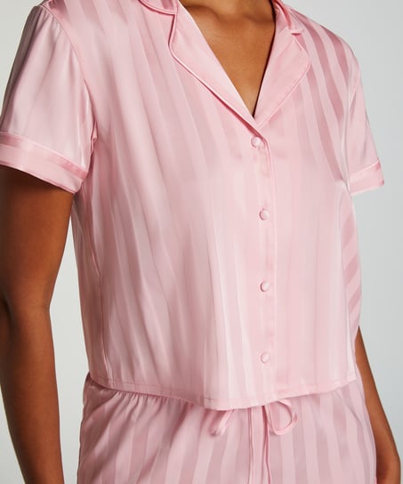 Veste à manches courtes en satin, Rose