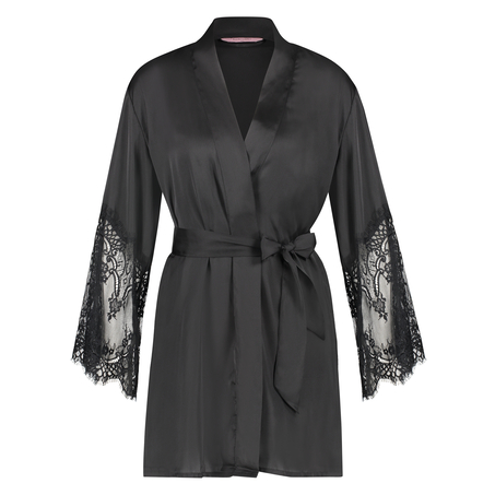Kimono Lace Satin, Noir