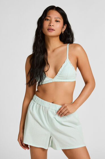 Hunkemöller Short de Pyjama Seersucker Bleu