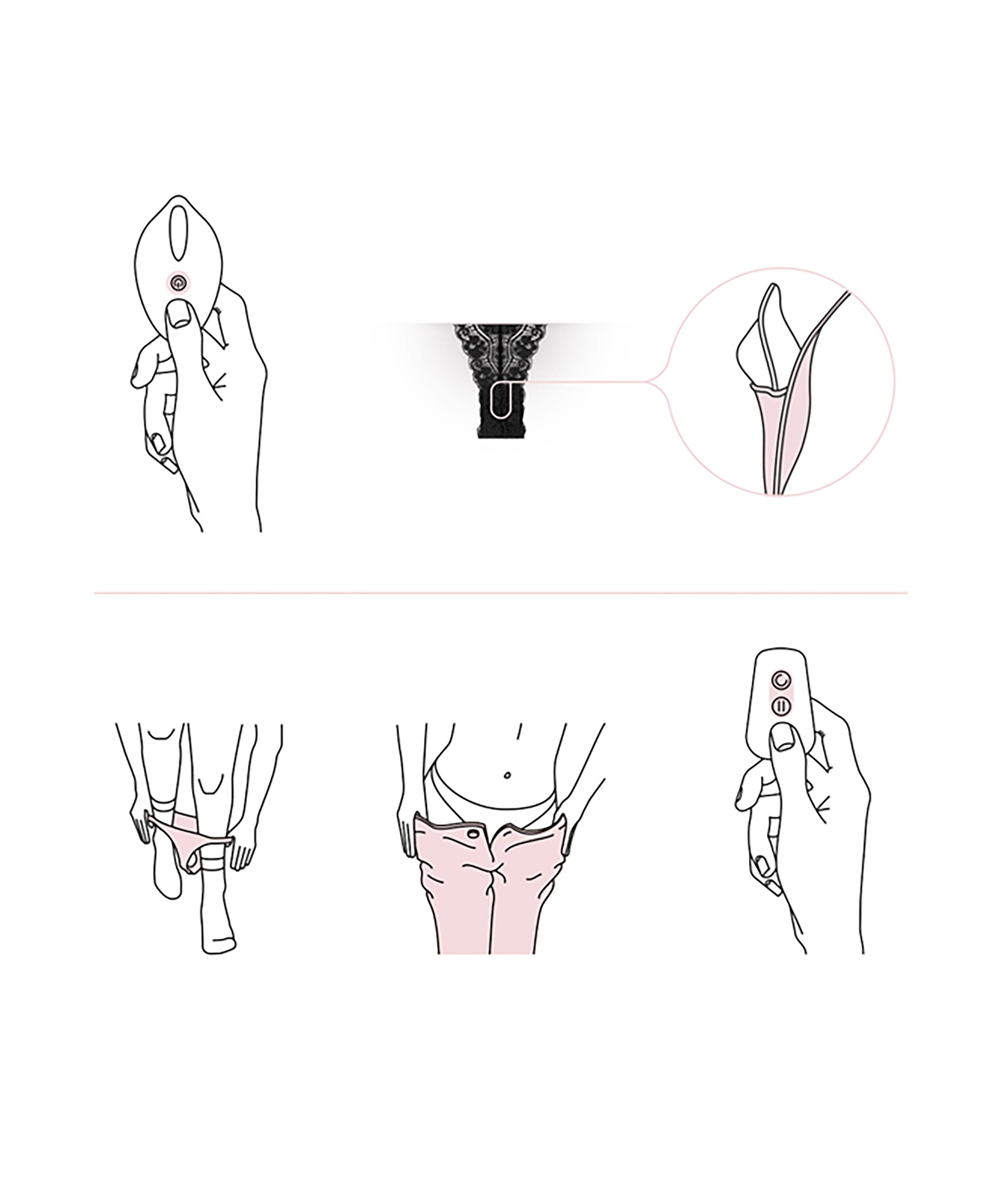 String en dentelle Vibrant Télécommandé, Noir, main