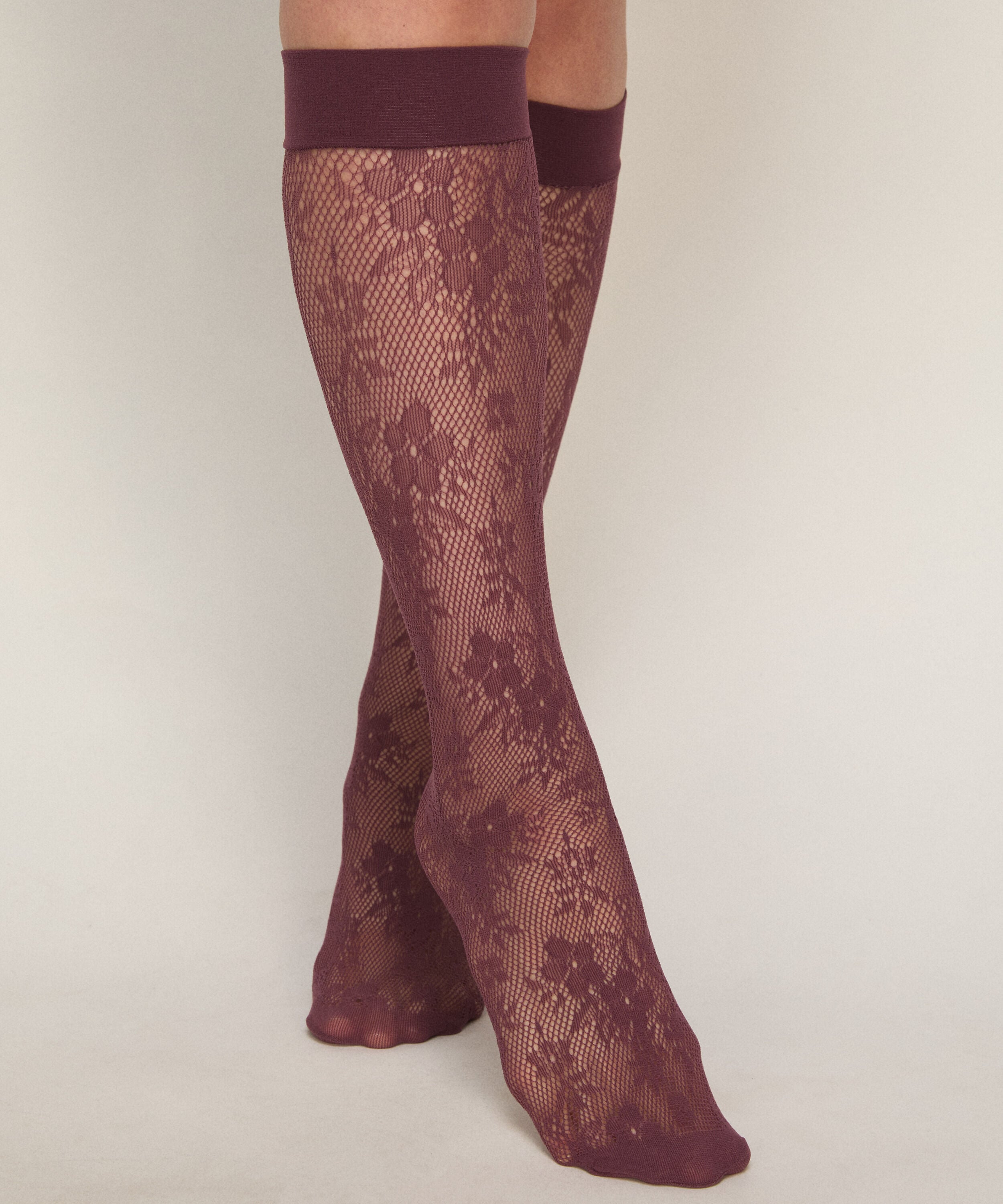 Chaussettes Transparentes Dentelle Résille, Violet Chaussettes Transparentes Dentelle Résille, Violet