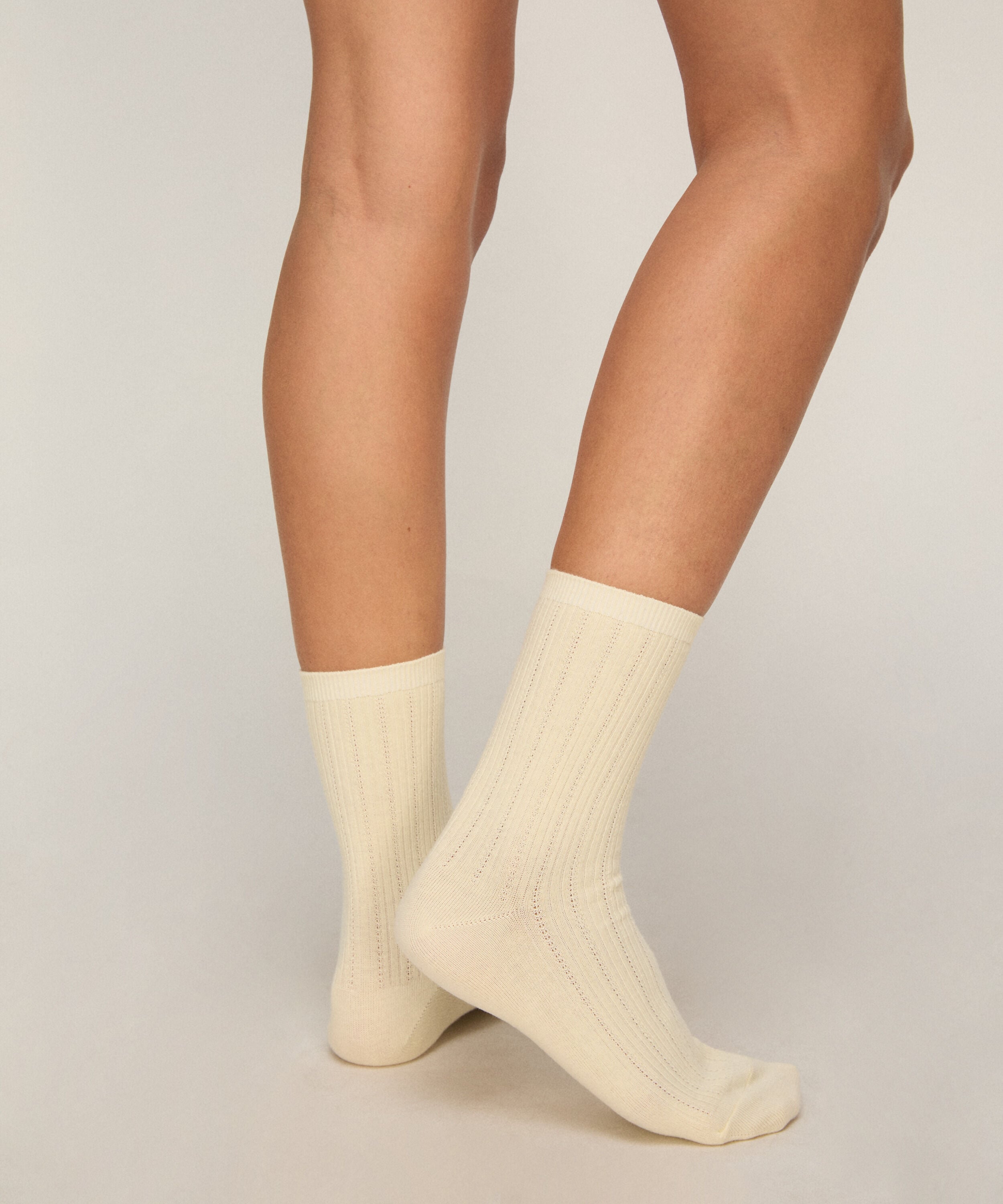 Lot de 3 Paires de Chaussettes Crew Pointelle en Coton, Jaune Lot de 3 Paires de Chaussettes Crew Pointelle en Coton, Jaune