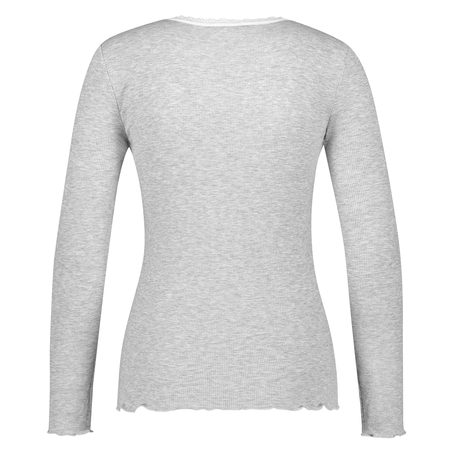 Top LS Rib R-neck, Gris