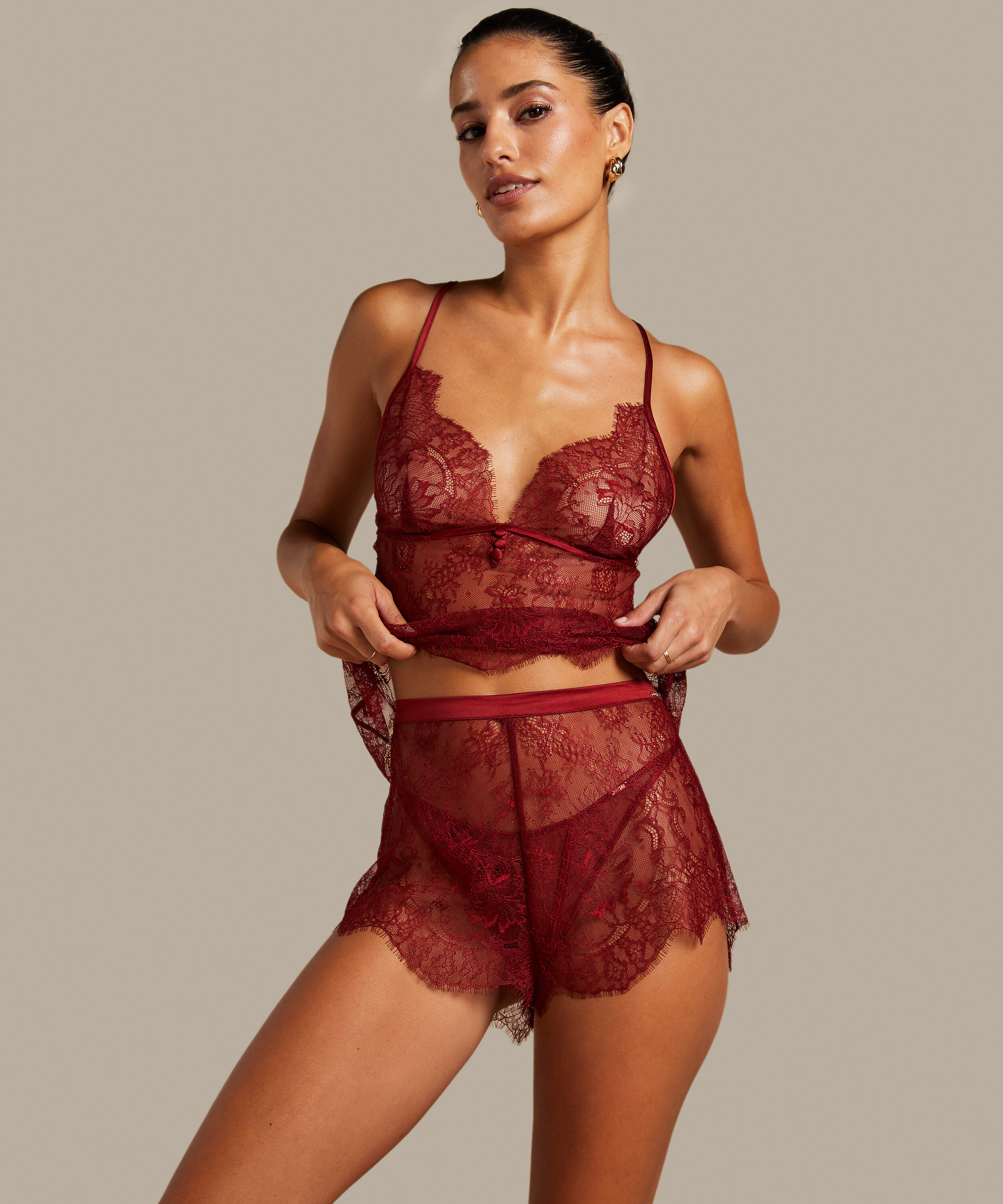 Shorts Lace Delphine, Rouge Shorts Lace Delphine, Rouge