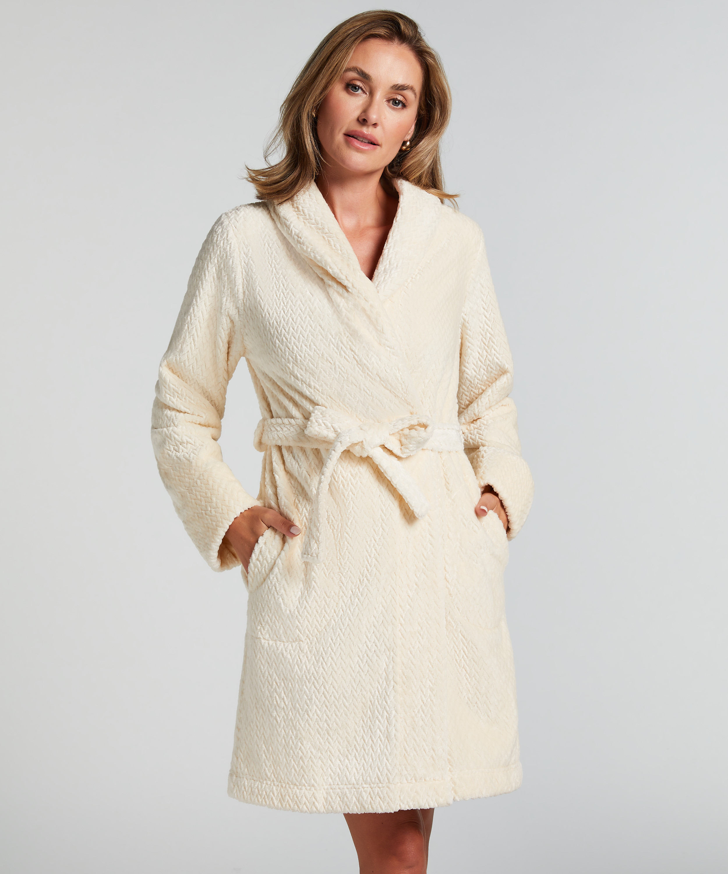 Peignoir Fleece, Blanc, main