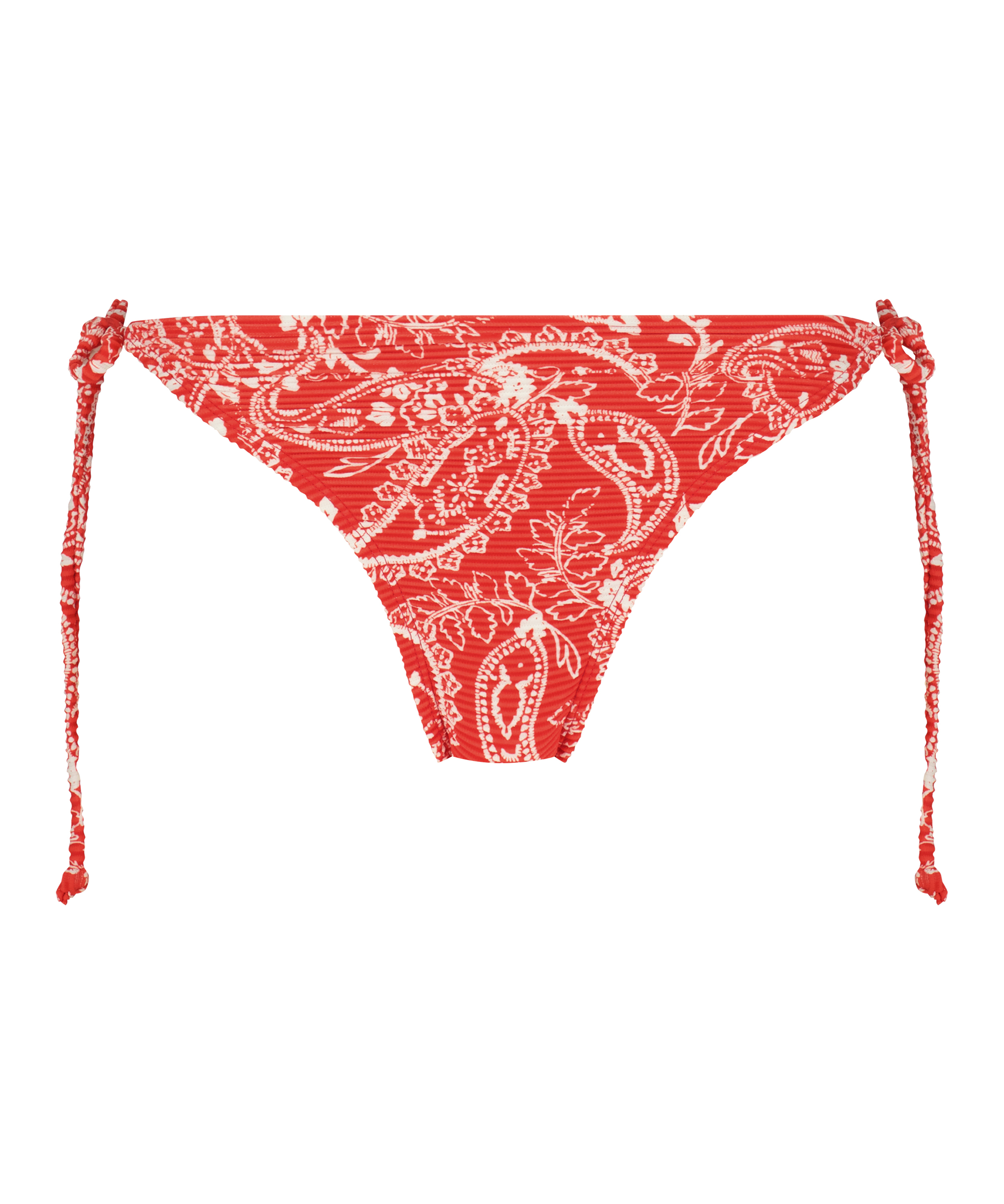 Bas de bikini brésilien tanga Paisley, Rouge, main