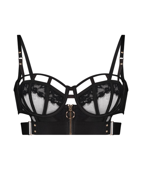 Soutien-gorge à armatures non-préformé longline Sable, Noir