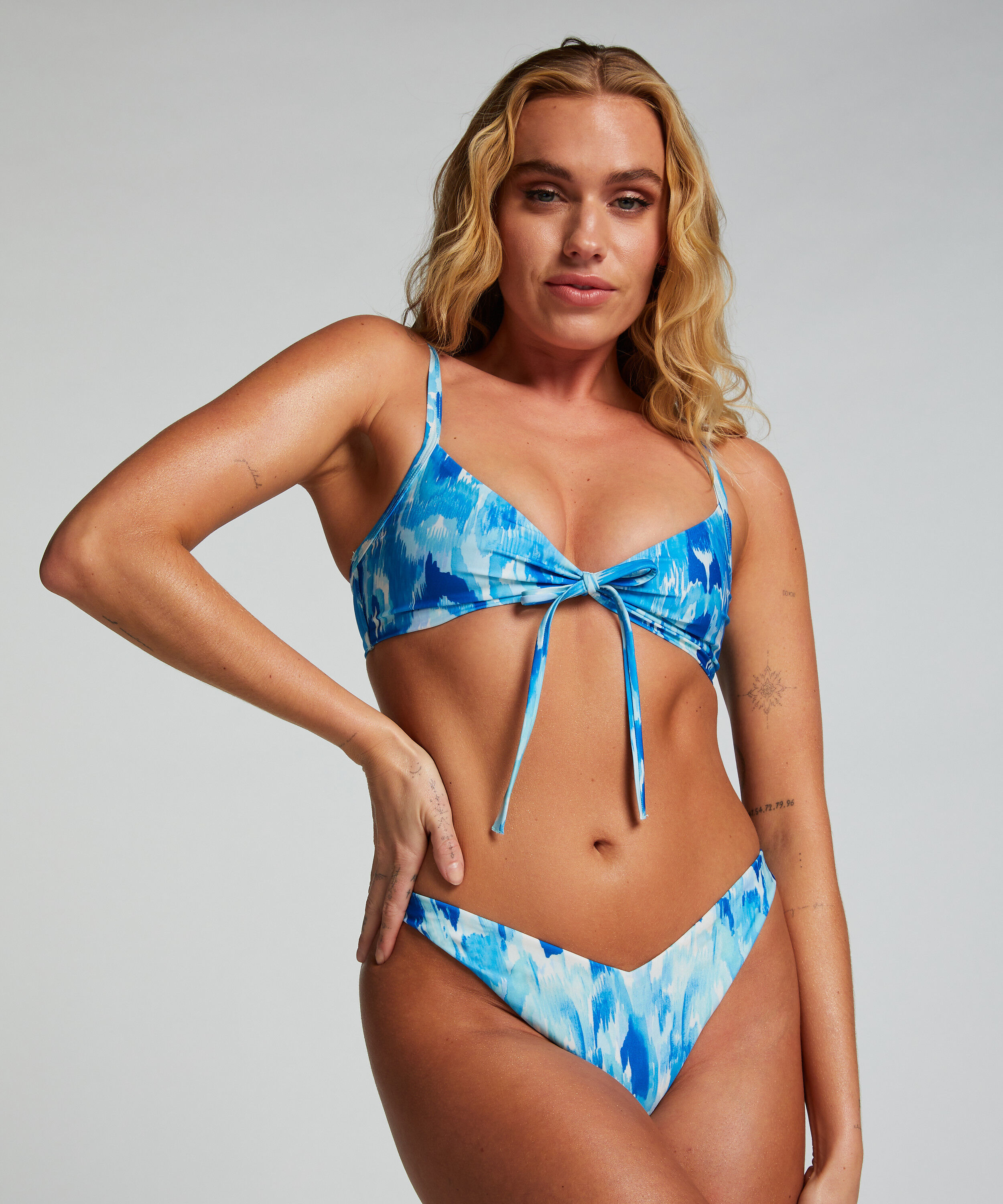 Slip de Bikini Échancrés Paraguay, Bleu