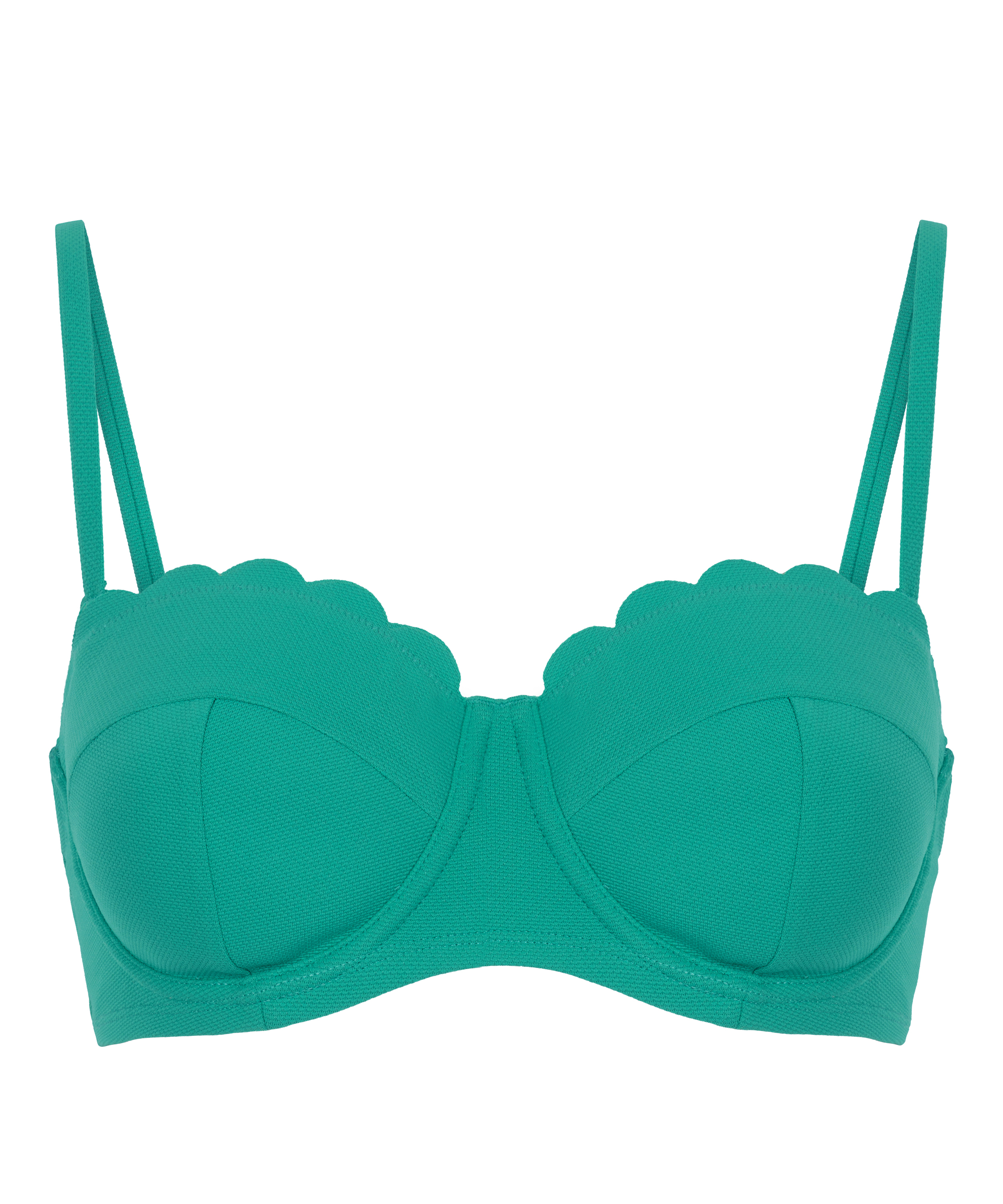 Haut de bikini sans bretelles préformé à armatures Scallop Taille E +, Vert, main