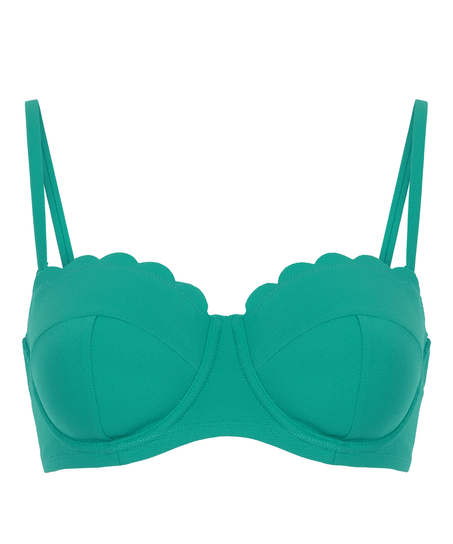 Haut de bikini sans bretelles préformé à armatures Scallop Taille E +, Vert