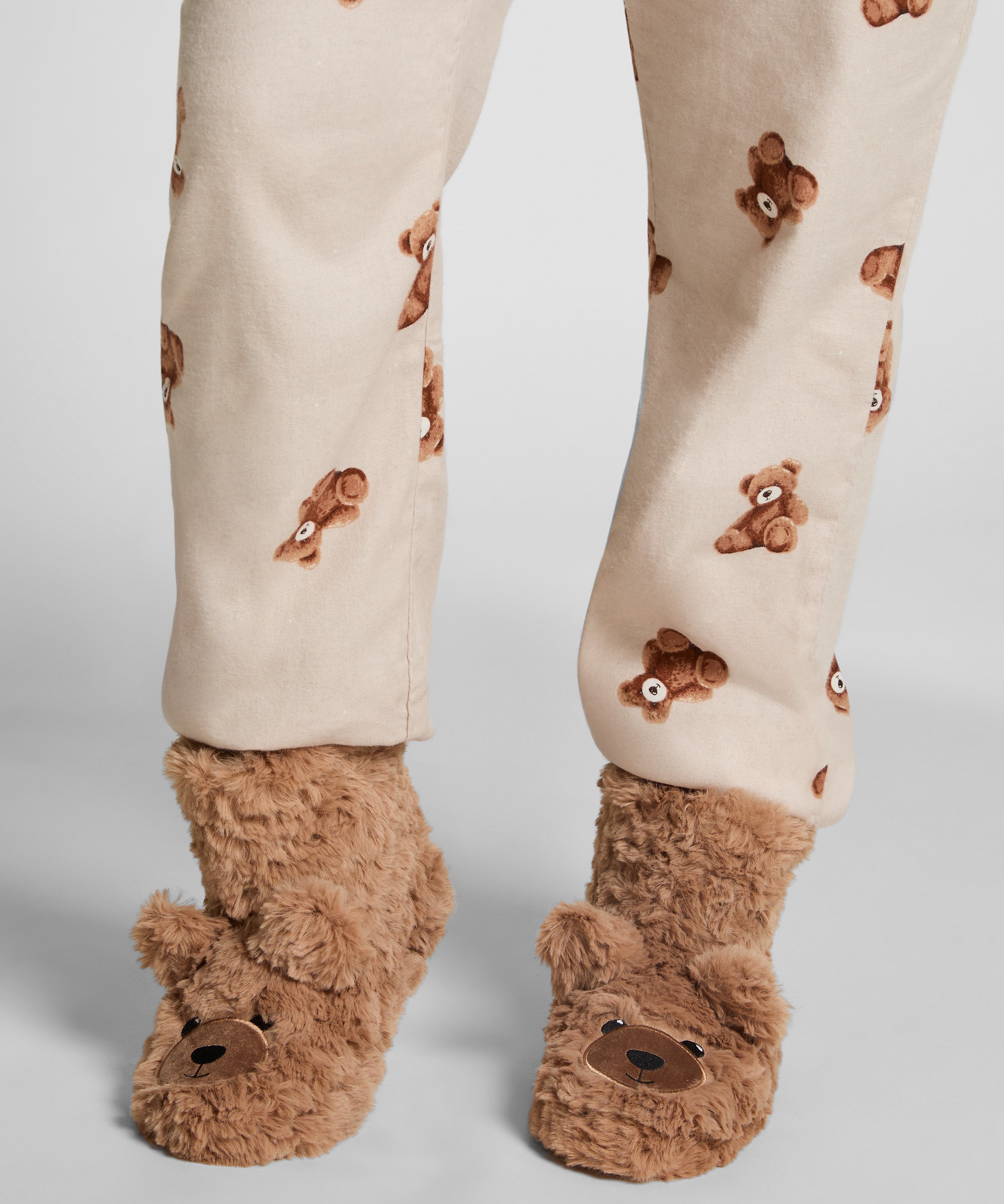 Chaussons Ours en Peluche, Beige, main