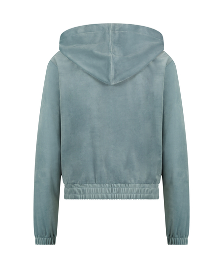 Manteau à capuche velours, Bleu