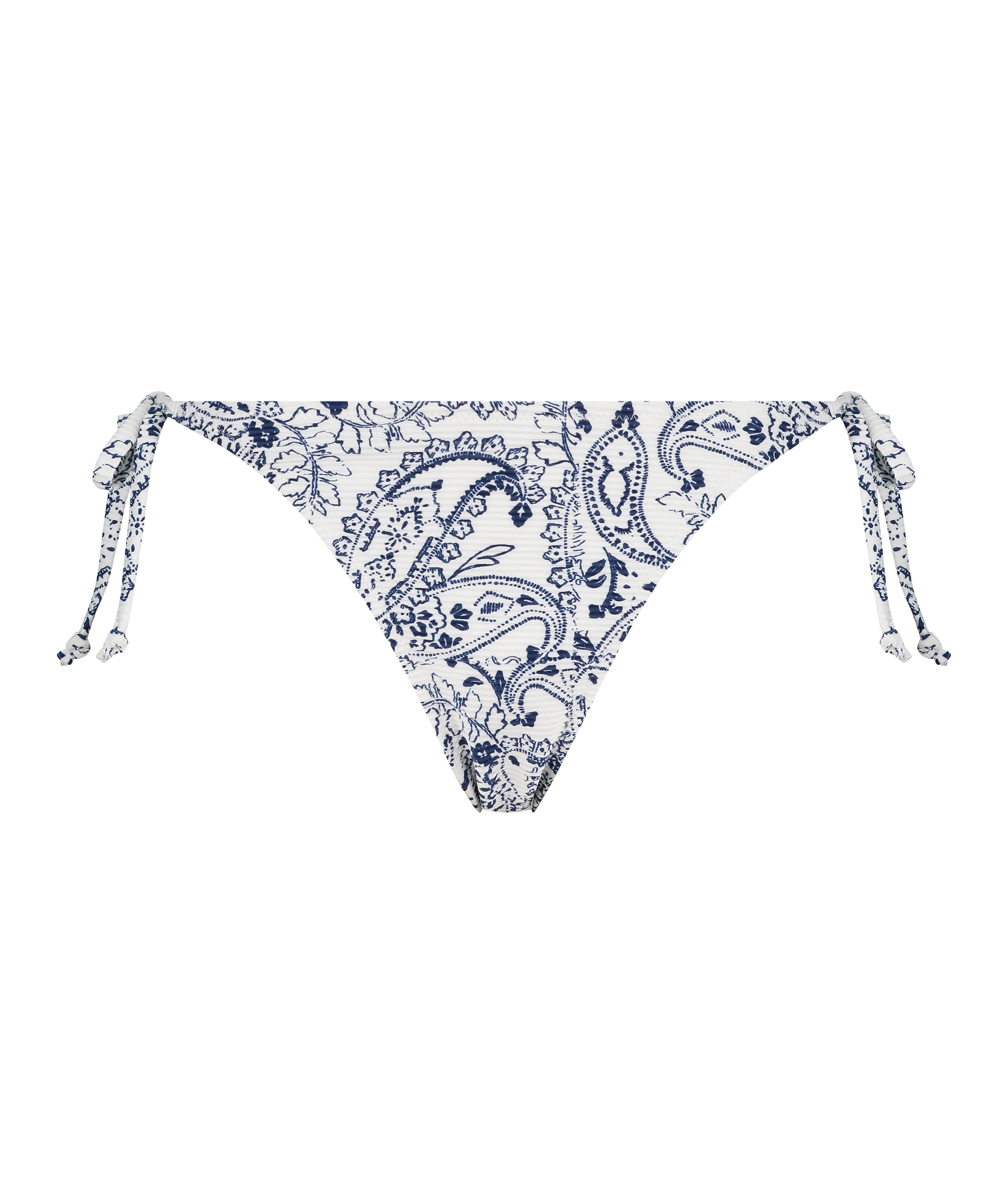 Bas de bikini br&eacute;silien tanga Paisley, Blanc, main