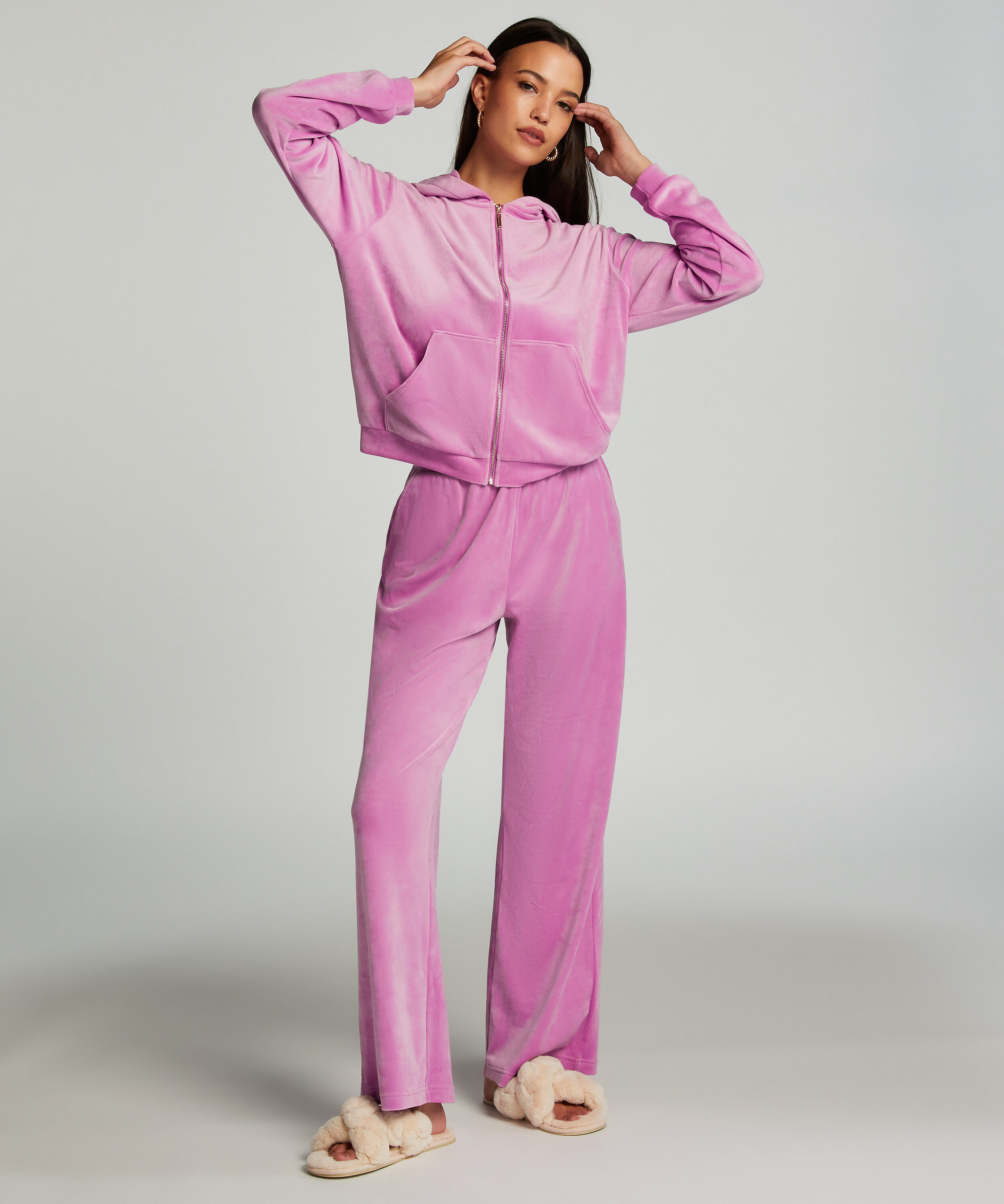 Pantalon de pyjama velours, Rose