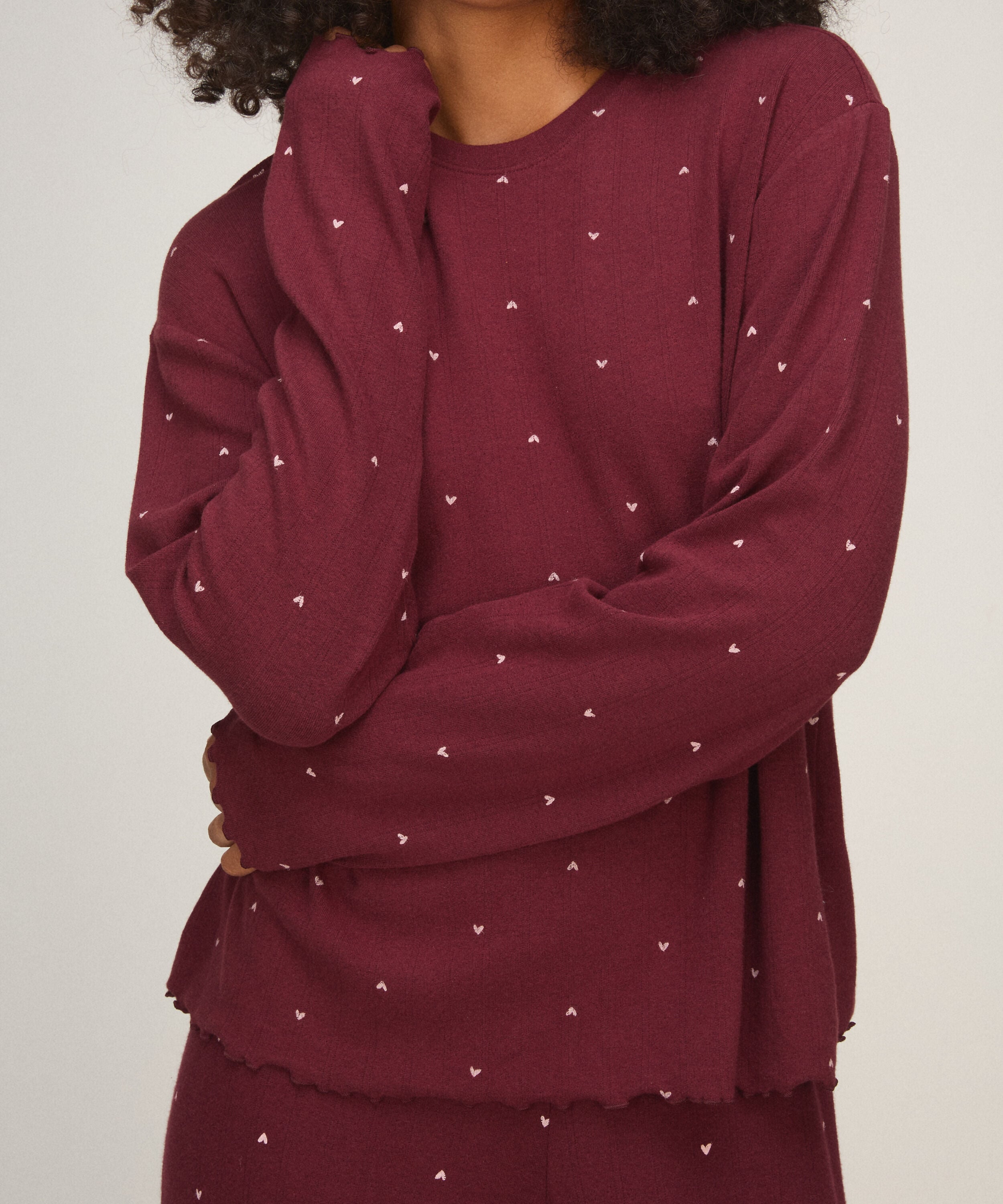 Pyjama Top Loose Pointelle, Violet