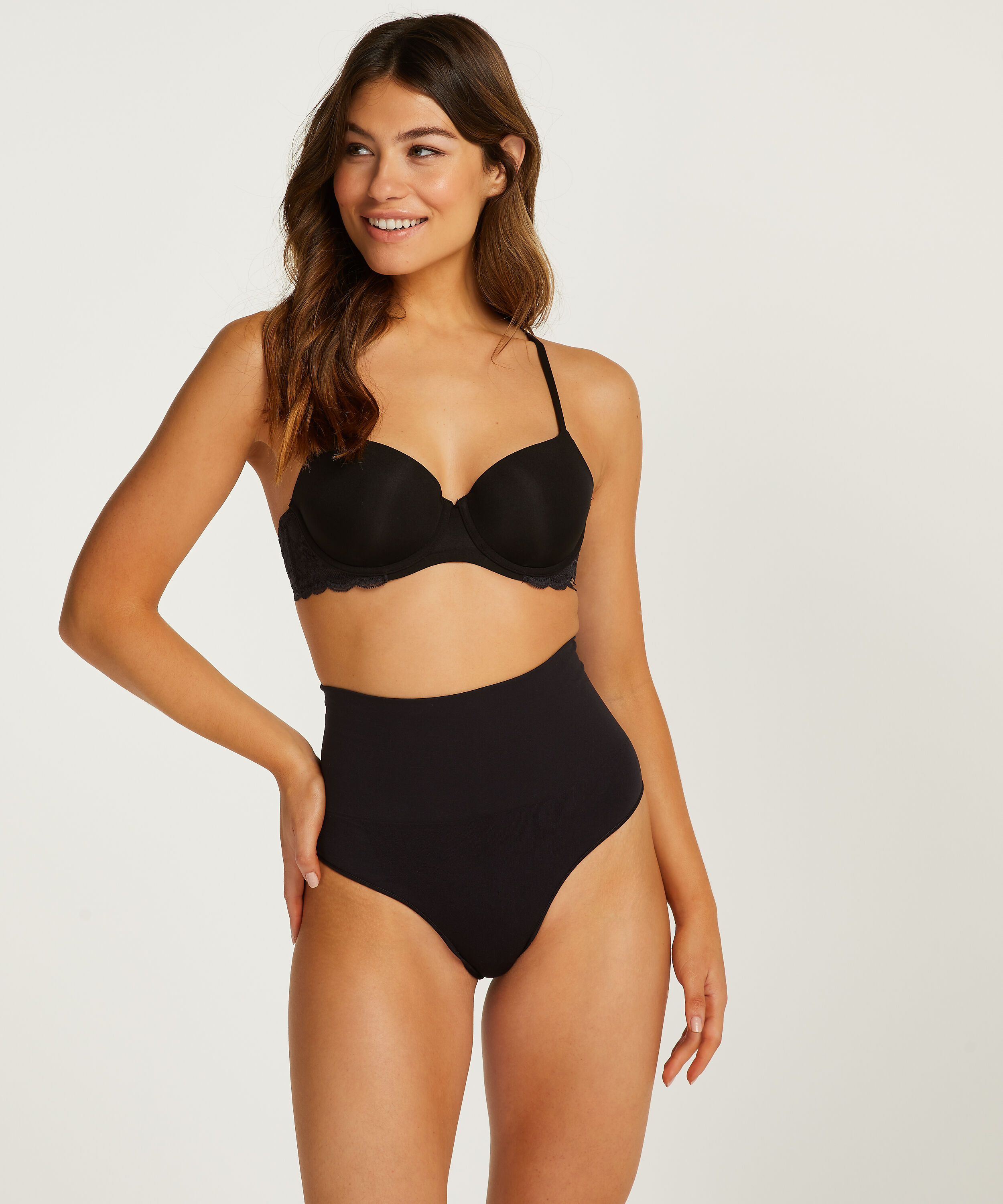 String raffermissant taille haute sans coutures, Noir String raffermissant taille haute sans coutures, Noir