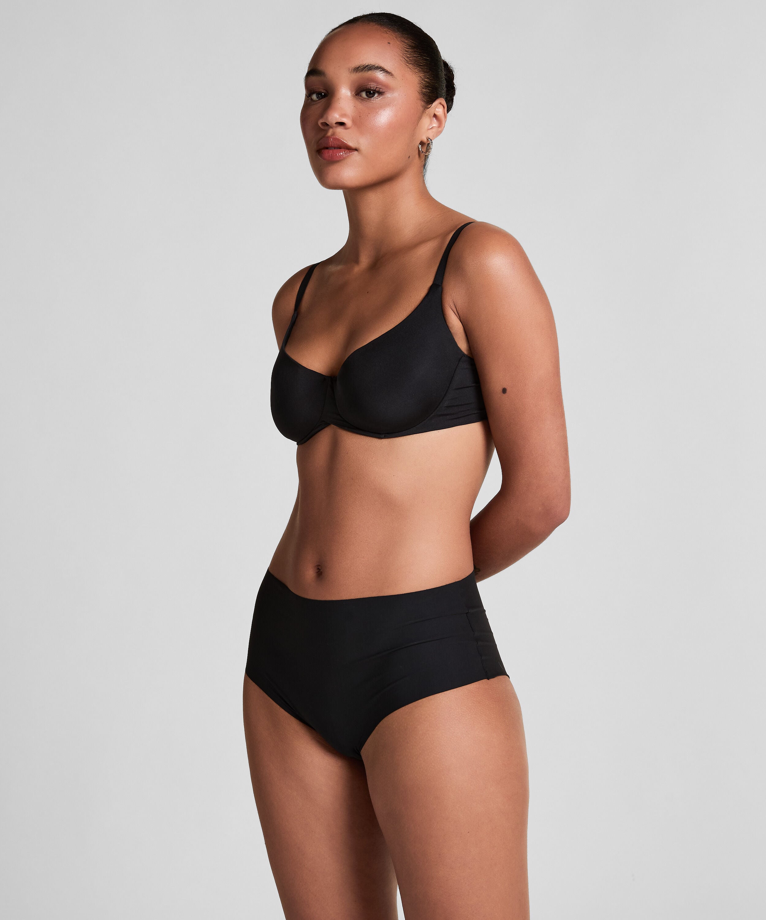 Slip brésilien taille haute Invisible, Noir