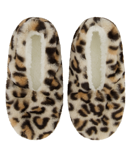 Ballerines Cosy Leopard, Beige