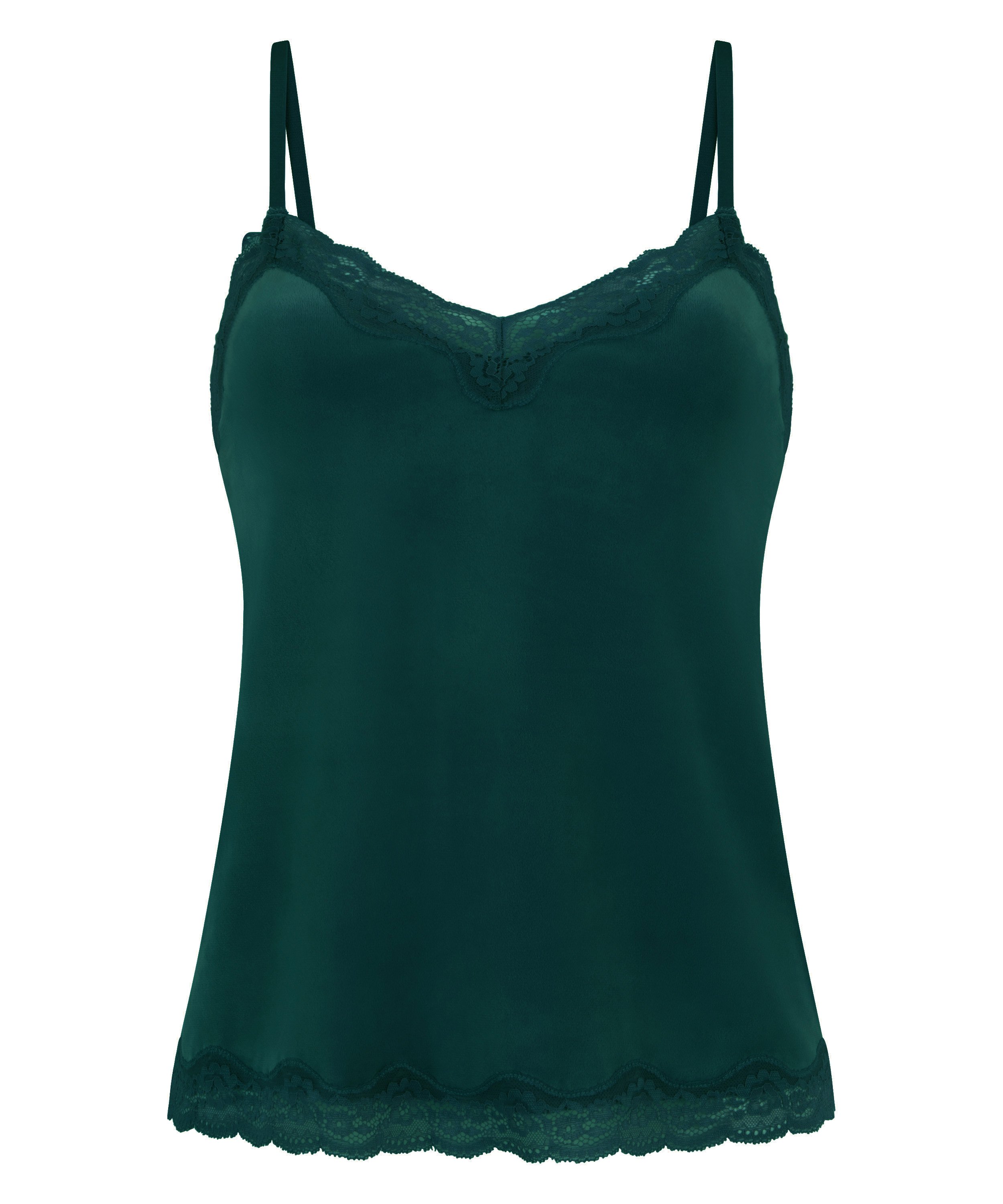 Camisole velours Dentelle, Vert, main