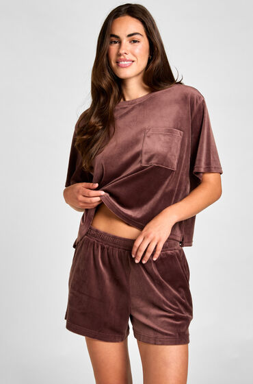 Hunkemöller Short Velours Pocket Marron