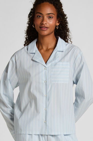 Hunkemöller Veste en coton tissé à rayures Bleu