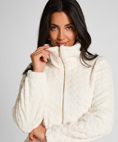 Combinaison de pyjama torsadée à fermeture éclair, Blanc