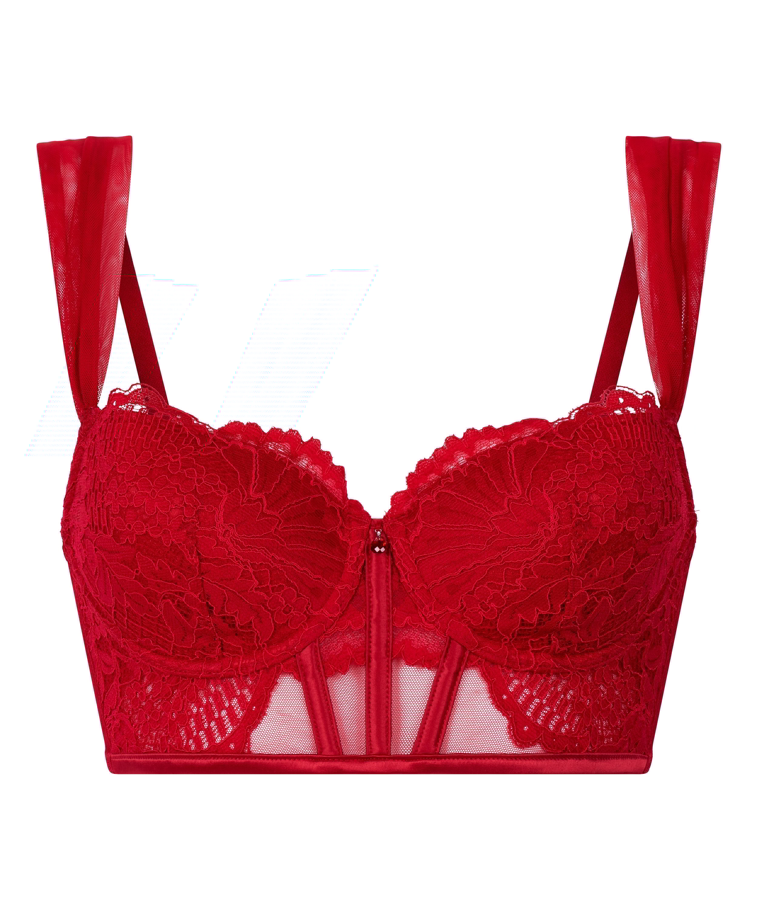 Soutien-gorge à armatures rembourré longline Whitney, Rouge, main